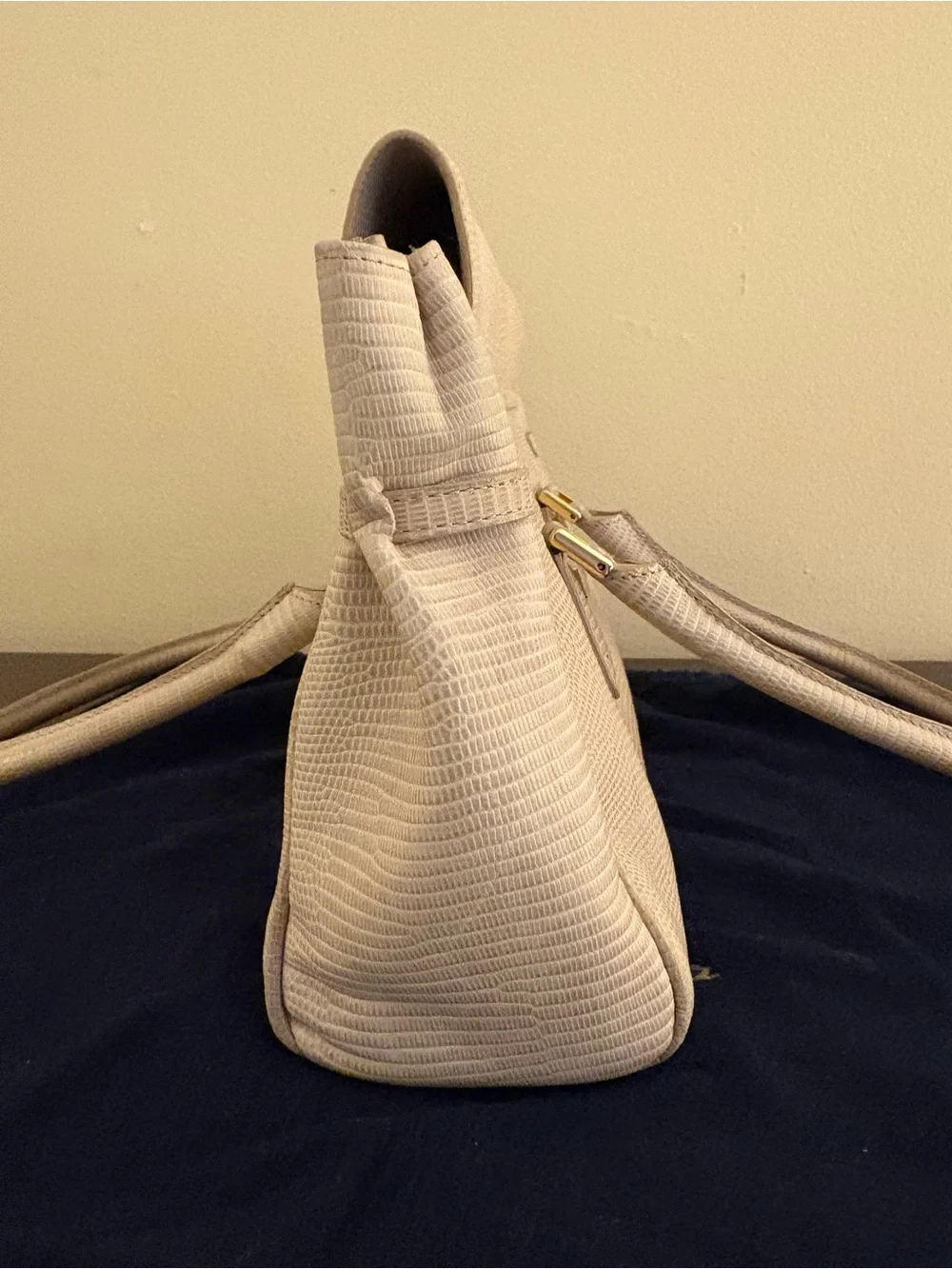 Brooks Brothers Beige Textured Leather Handbag